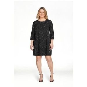 Time And Tru Swing Dress Size Large 3/4 Sleeve Round Neck Pockets Animal NEW